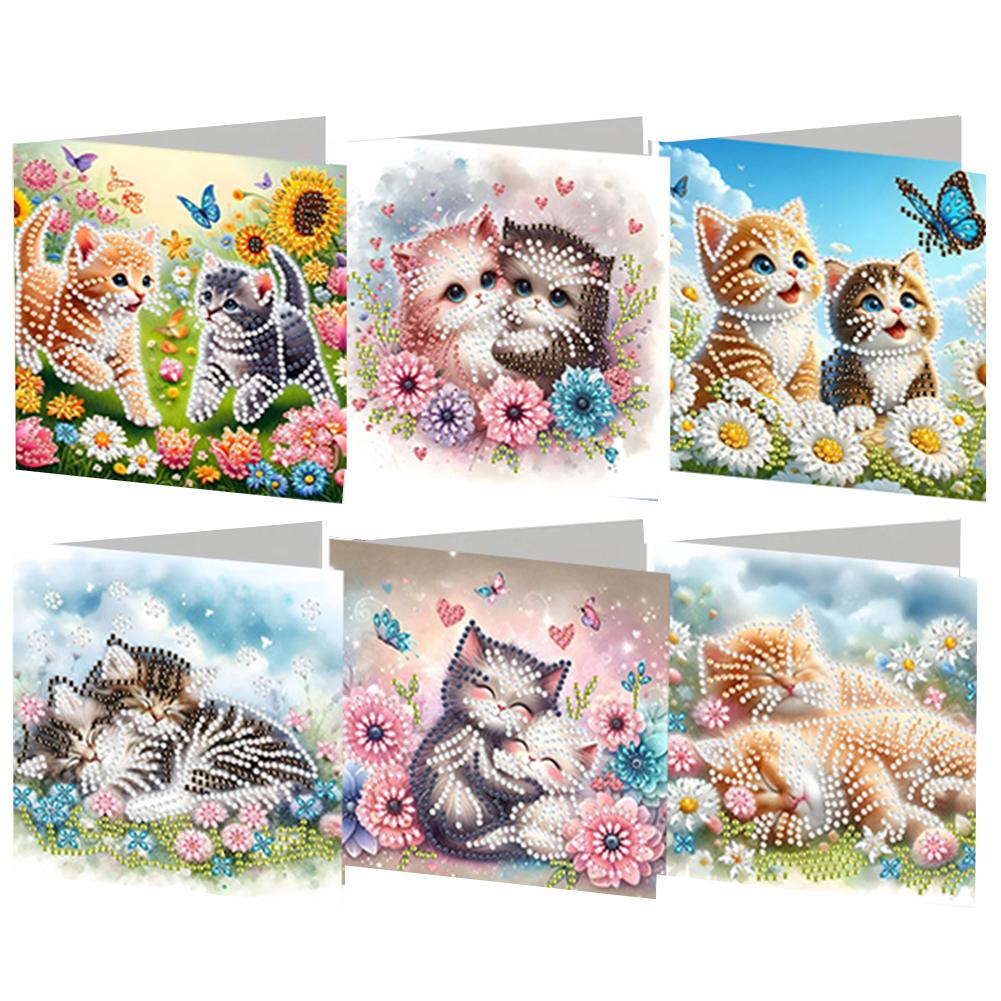 6 шт. DIY Алмазная мозаика с кристаллами, открытки, дизайны с животными, Алмазное искусство, Ручные открытки, Открытки «Спасибо», Поздравления с праздниками