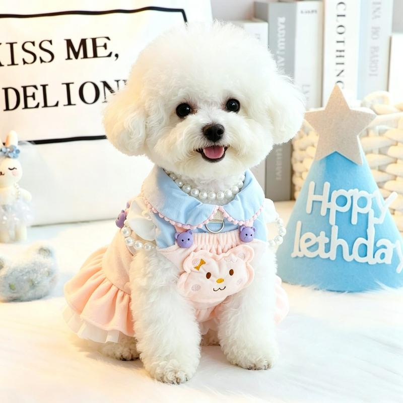 New Winter Warm Flannel Puppy Cats Clothing Korean Cute Small Bear Print Coat Dress for Small Medium Dog Pet Clothes Chihuahua