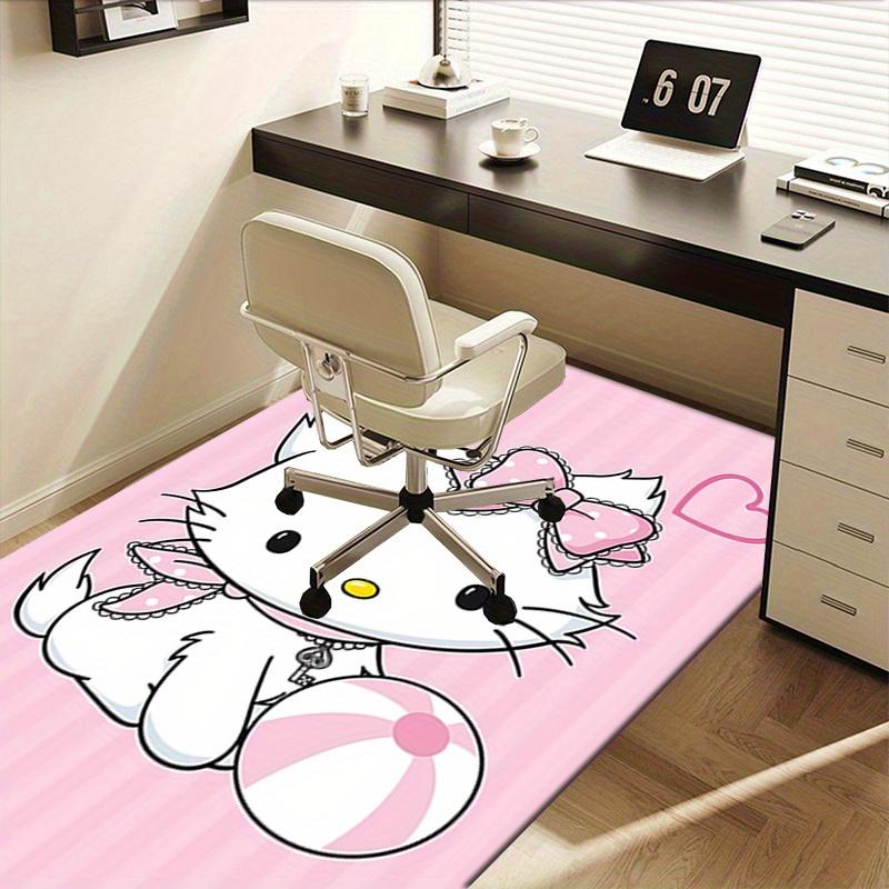 Office Rug Kitty, Pink Anti-Slip Rug, Machine Washable for Living Room, Bedroom, Office, Multiple Sizes, Bedroom Mat, Decorative Mat, Durable Mat, Liv