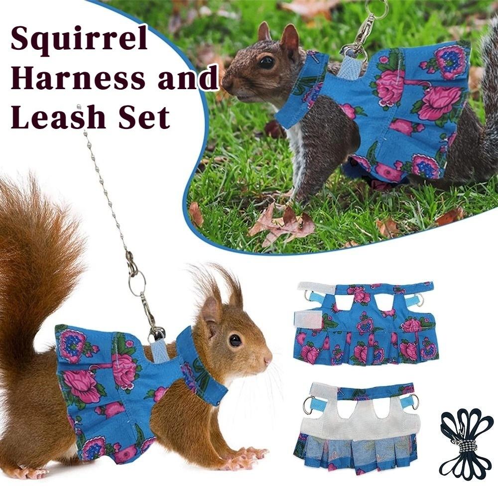 Multicolor Ferret Harness and Leash Set Floral Pattern Traction Rope Squirrel Floral Skirt Wear-resistant Breathable