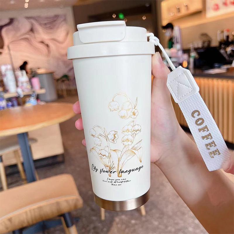 Thermos cup, student high-value accompanying cup, car double drink, straw water cup