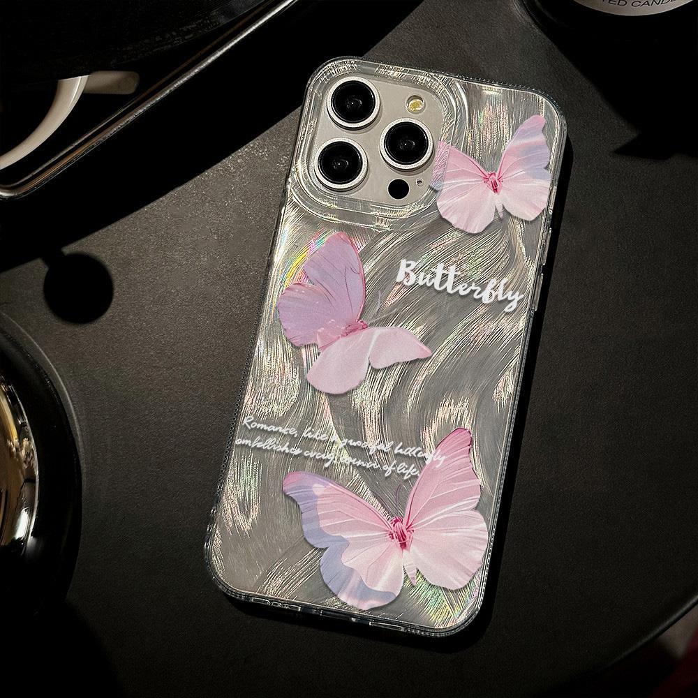 Feather Luster Phone Case for Samsung A53 A14 A33 A12 A32 S24 S23 Plus S20 S21 FE for iPhone 17 15 16 13 Pro 17 16 Pro Max Butterfly Bow Phone Case