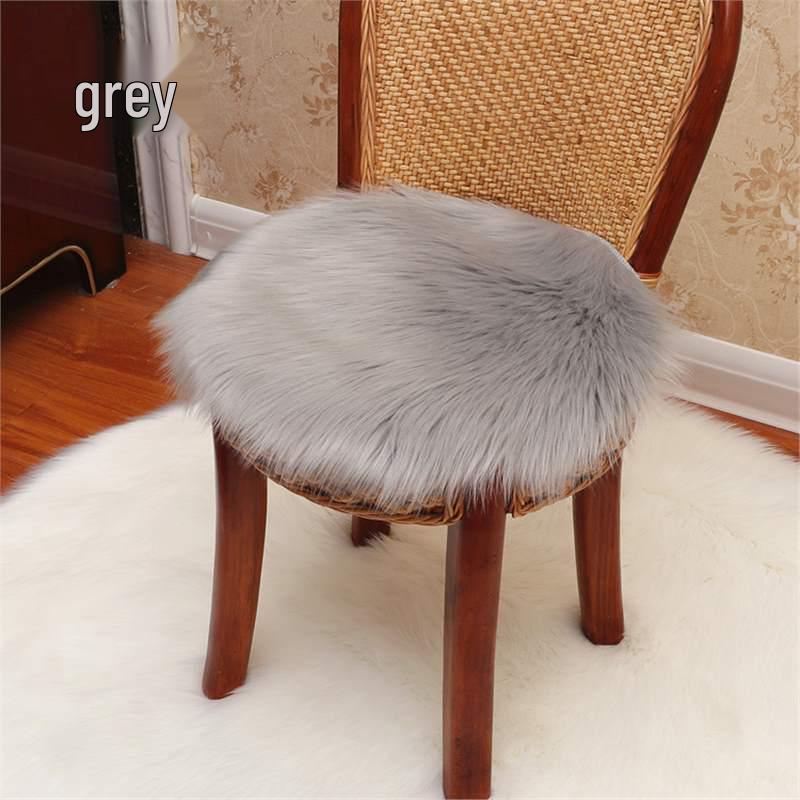 White Faux Wool European-Style Plush Cushion for Butterfly Chair or Vanity Stool