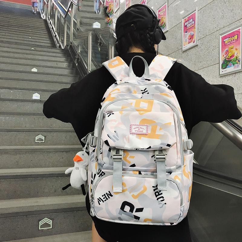 Рюкзак мужской большой вместимости рюкзак с граффити женский школьный рюкзак для учащихся старших классов средней школы