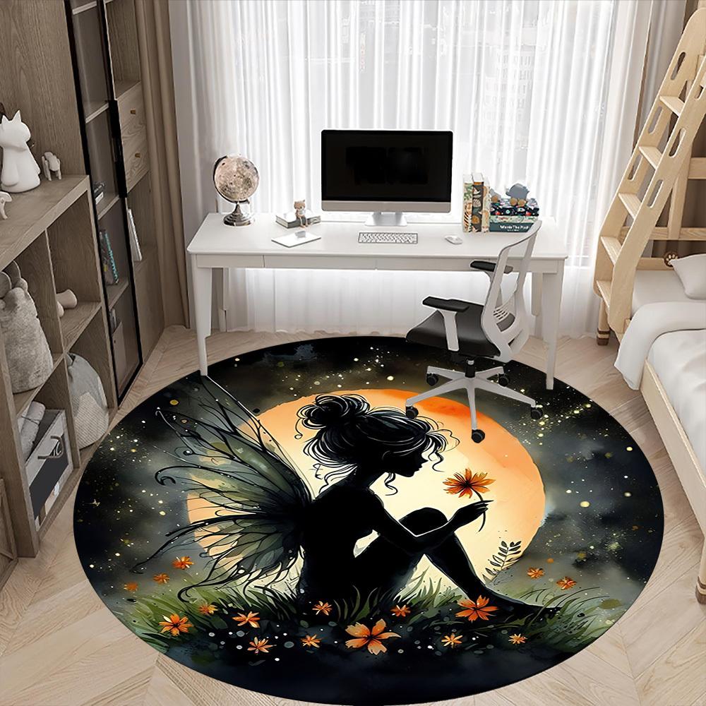1 шт. Круглый ковер для офиса 'Fairy Bloom', Коврик, подходящий для офиса, Под офисные стулья, Спальни, Гостиной, Домашнего декора, Декора комнаты