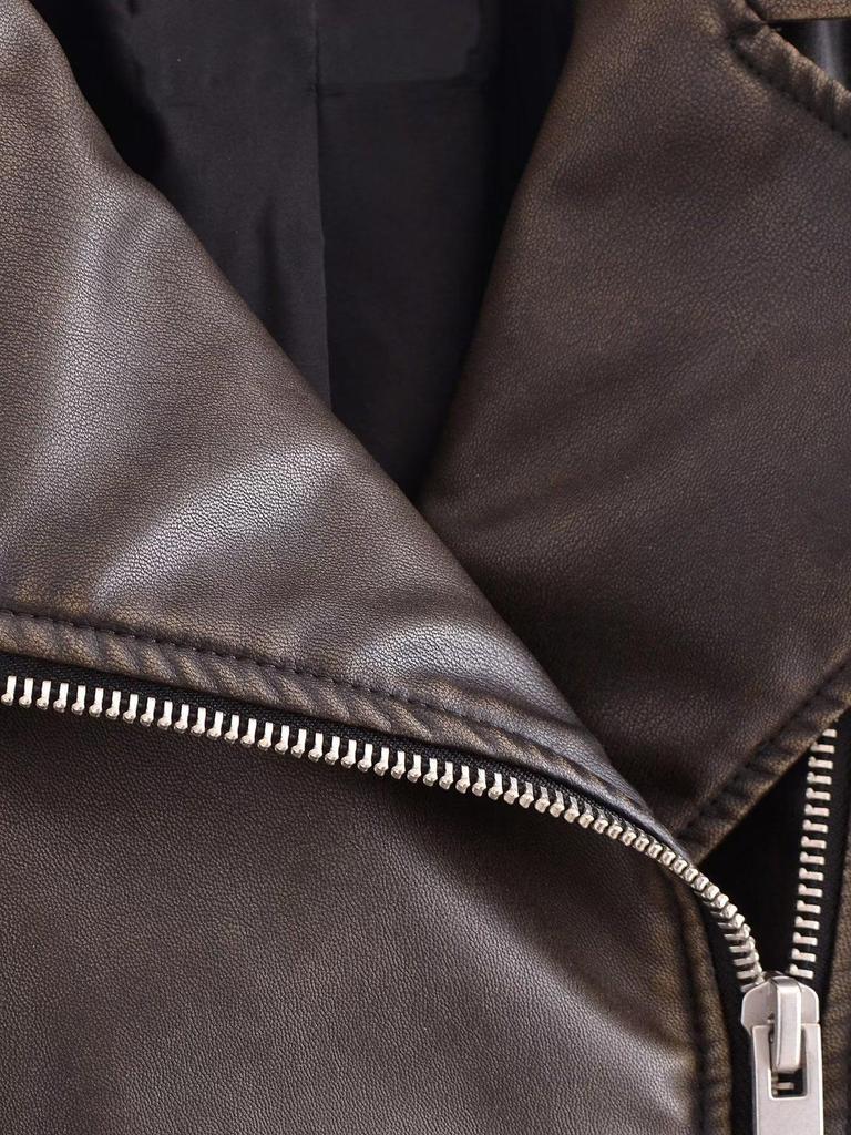 Осенняя куртка из искусственной кожи с градиентом 2023 года для мотоциклистов — стильный дизайн с короткими лацканами для крутых женщин