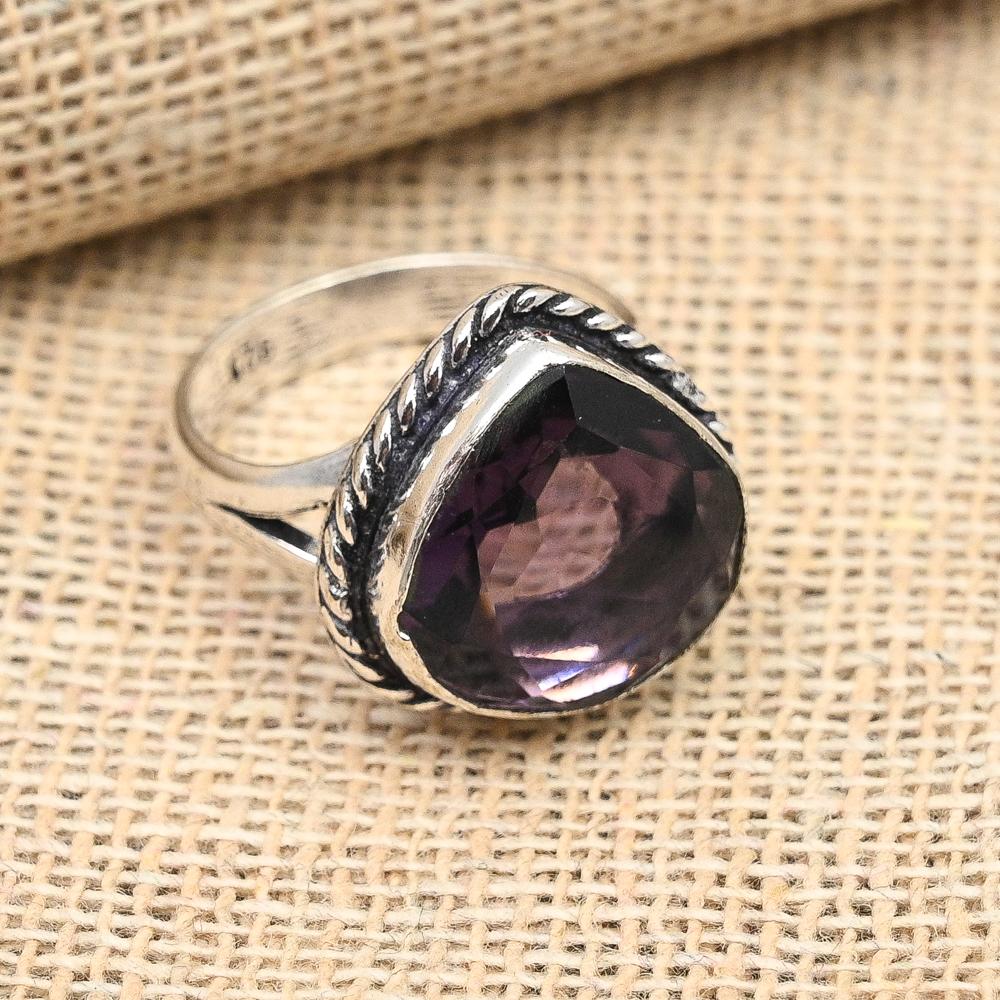 Amethyst Gemstone Handmade 925 Sterling Silver Jewelry Ring For Women