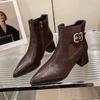 Модные ретро-модные ботинки челси с пряжкой на ремне для женщин, осенне-зимняя женская обувь на мягкой подошве, дизайнерские ботильоны большого размера для женщин