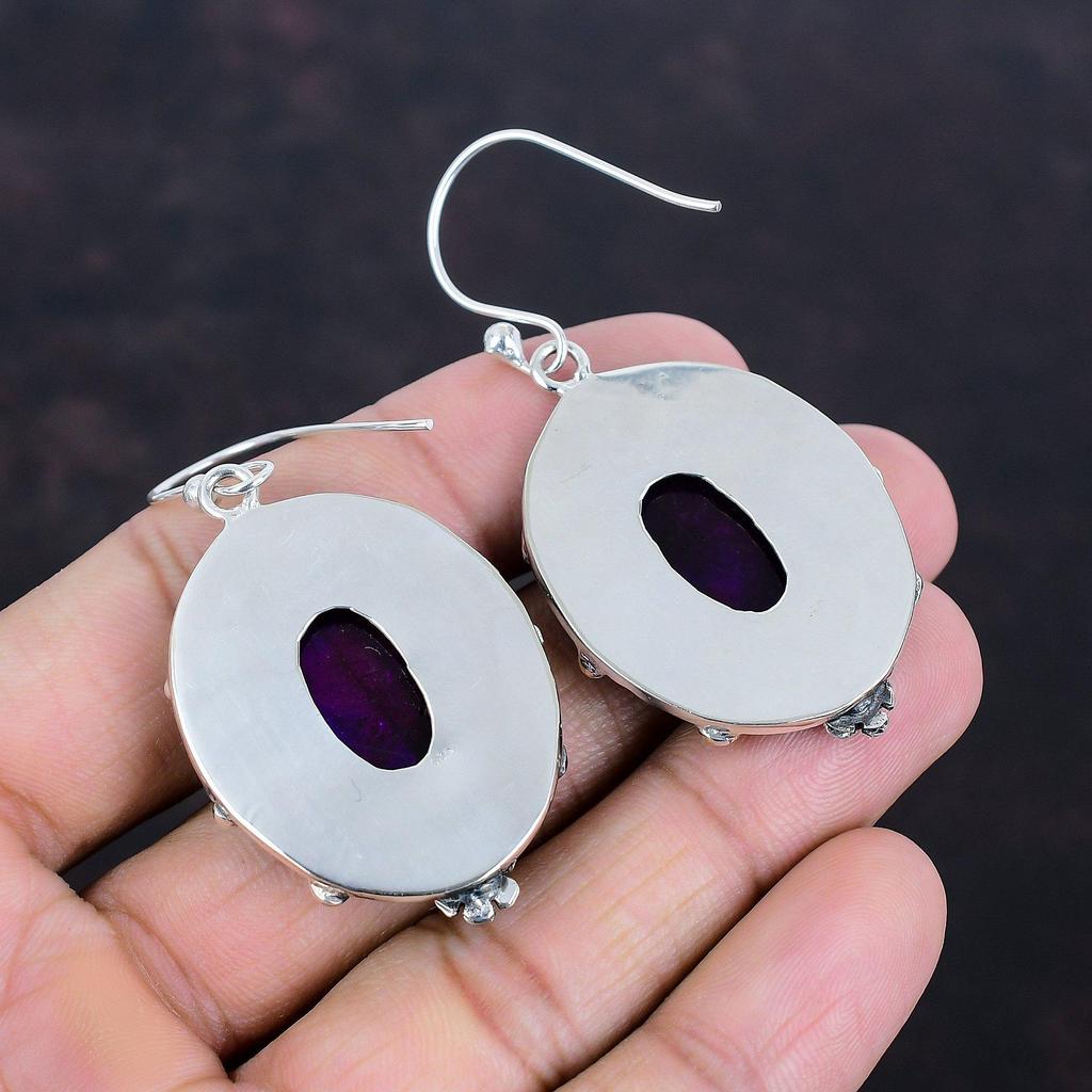 Purple Fire Labradorite Earring Gemstone Earrings 925 Sterling Silver Earrings Handmade Jewelry Unique Earring Gift For Her Oxidized Jewelry