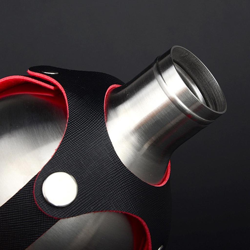 Stainless Steel Bottle Pumpkin Bottle - Kettle with Leather Strap for Outdoor Storage of Drinks Barbecues