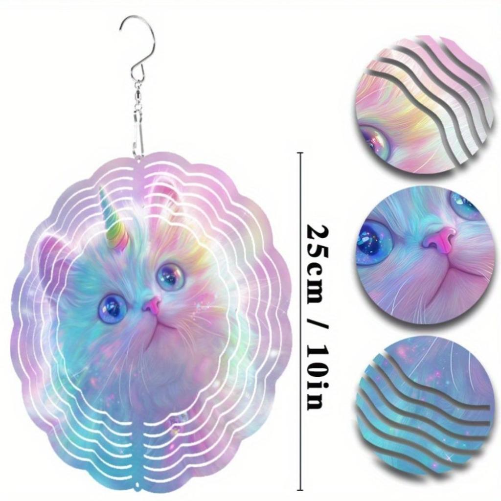 10 Inch Rotating Wind Chime with Cat Design 360 Degree Hook for Garden Balcony Decor Summer Spring Gift for Friends Family