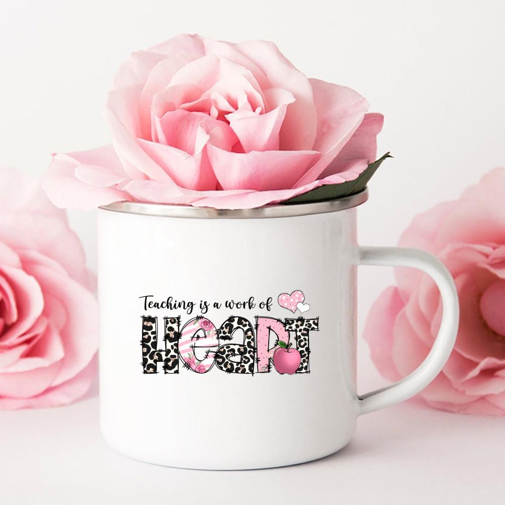 Teaching Is A Work of Heart Printed Enamel Mug Friends Original Mugs Coffee Cups To Sublimate Stainless Cup Drinkware Cupshe Bar