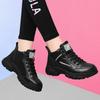 Soft Leather Casual Leather Shoes Women's Autumn and Winter New Black Thick-soled Velvet Soft-soled Sneakers