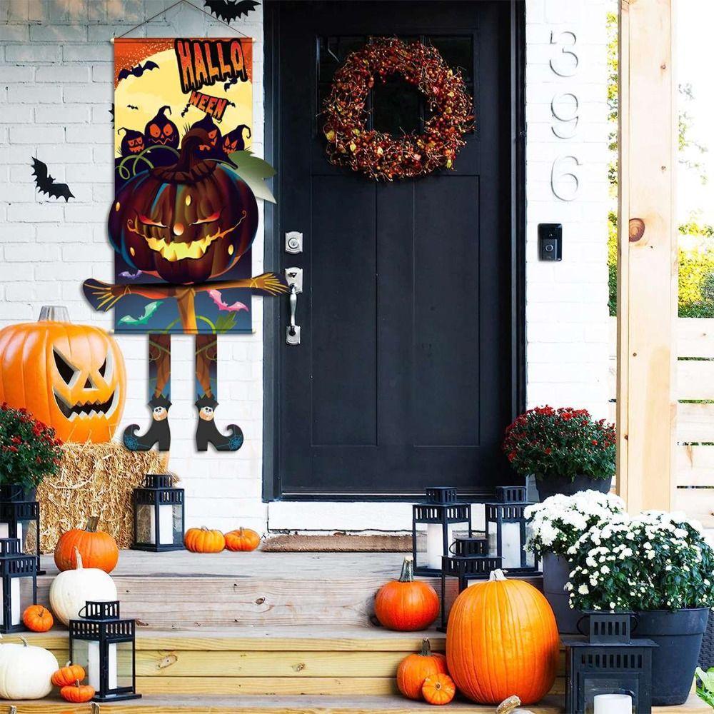 Длинноногий Хэллоуин крыльцо дверь баннер Trick or Treat гном тыква подвеска Хэллоуин