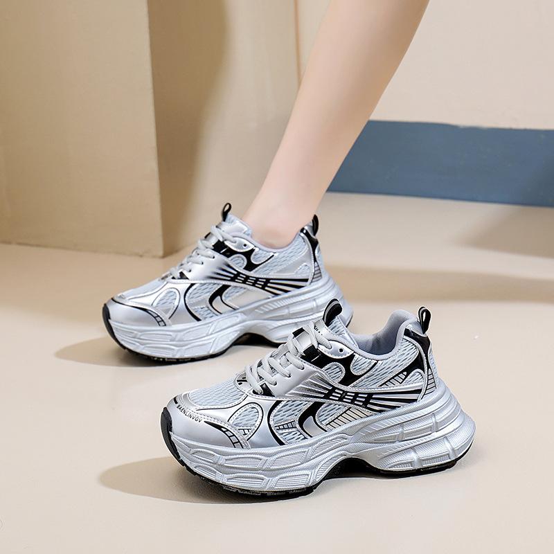 ins Korean version mesh low-top dad shoes girl 2025 autumn new breathable student sports heightened leisure A230