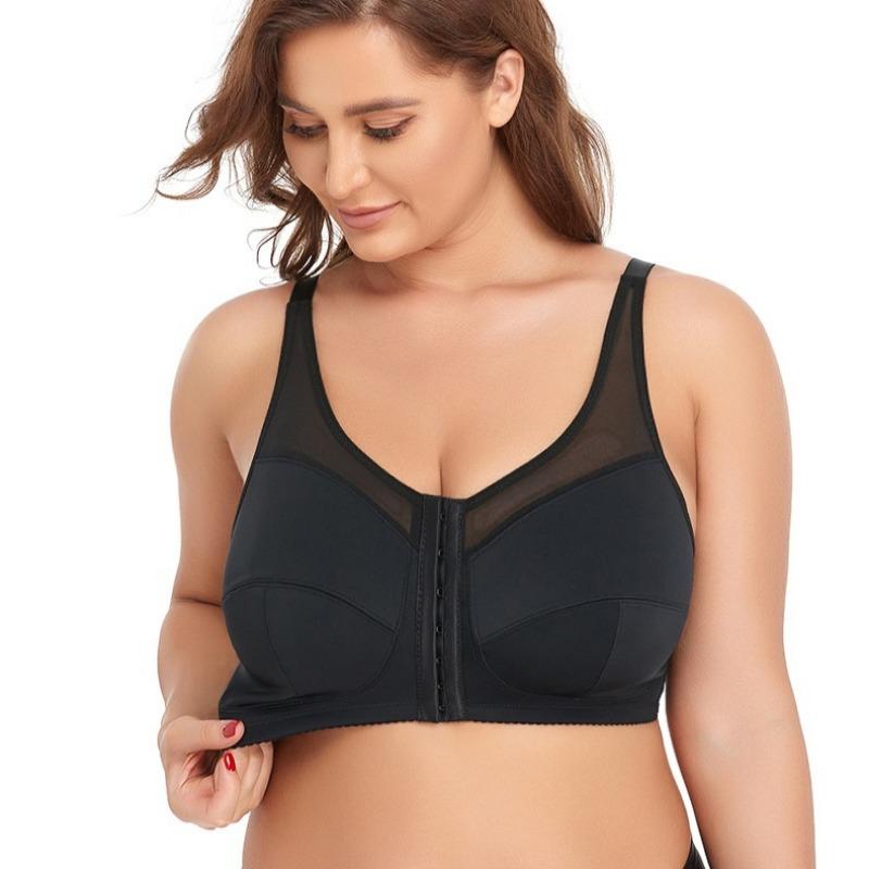 Бесшовный кружевной бюстгальтер с большой чашкой и передней застежкой, тонкий стиль, европейский и американский большой размер