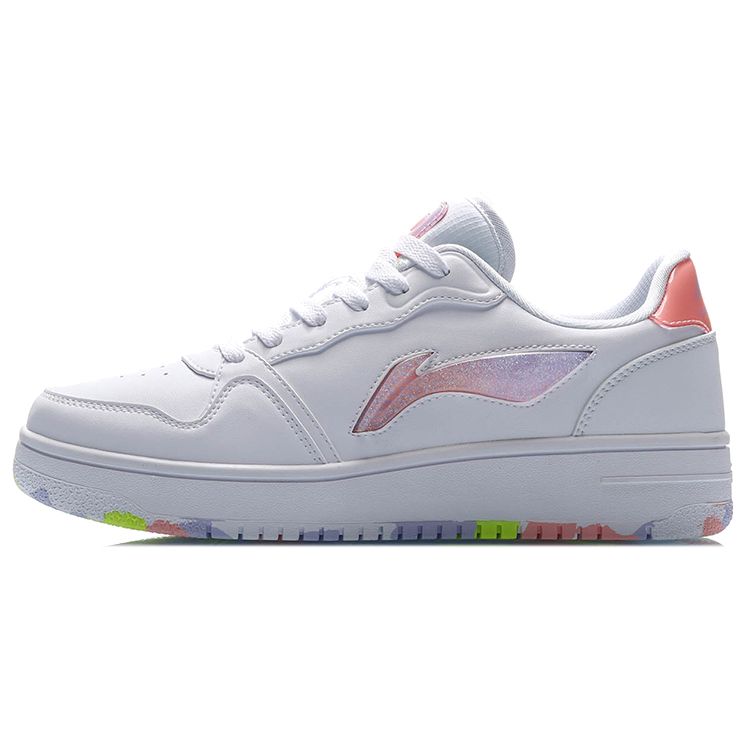 Li-Ning Non-Slip Lightweight Balance Wear-Resistant Low-Top Skate Shoes Women Sneakers White Purple AGCR342-1