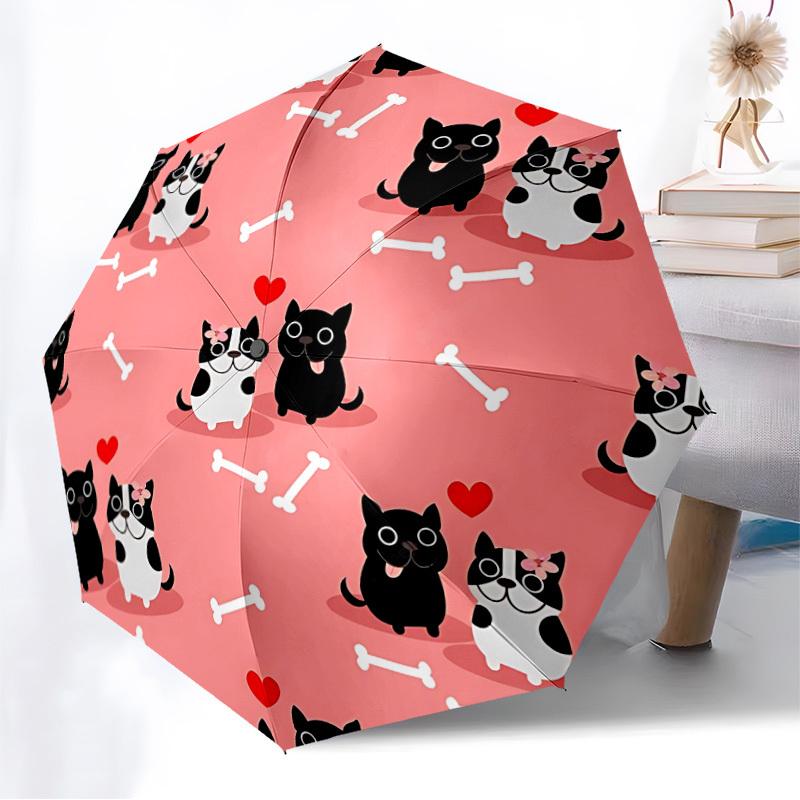 1pc Cat Heart Pattern Automatic Open/Close Umbrella, 8-Rib Sturdy Frame, Umbrella for Travel, Everyday, Formal Events yy251126035