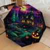 1 шт. зонт с рисунком тыквы дома с привидениями, автоматическое открытие и закрытие, высококачественный зонт, идеальный подарок для нее 235