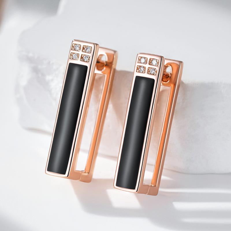 Модные Серьги-подвески Розовое золото Белая эмаль Для Женщин Девушек Свадебной Вечеринки Натуральный Циркон Серьги-капли Украшения