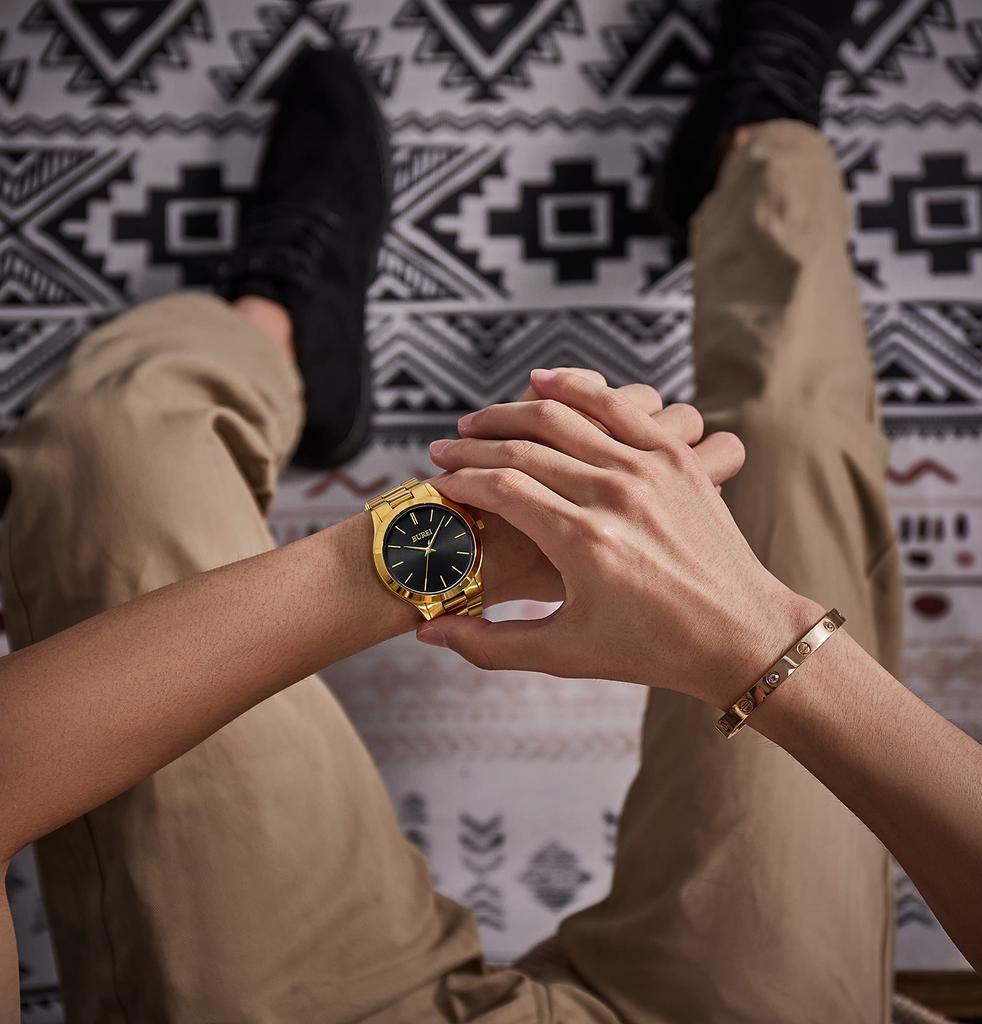 BUREI Watch Analog Quartz Simple Waterproof Black Arm Watch Popular Stylish Gentleman Business Casual Luminous Watch C Men's Men's