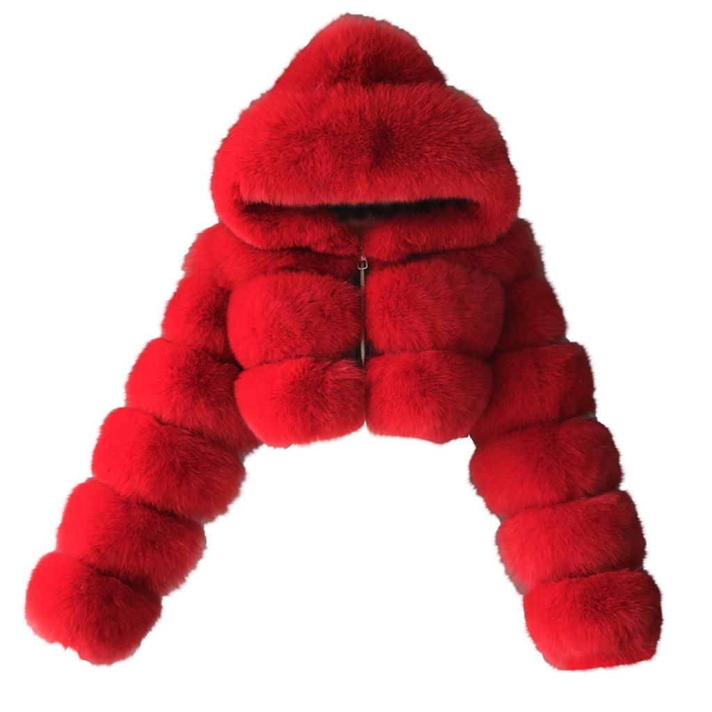 Женская модная куртка, однотонное плюшевое пальто с длинными рукавами и капюшоном