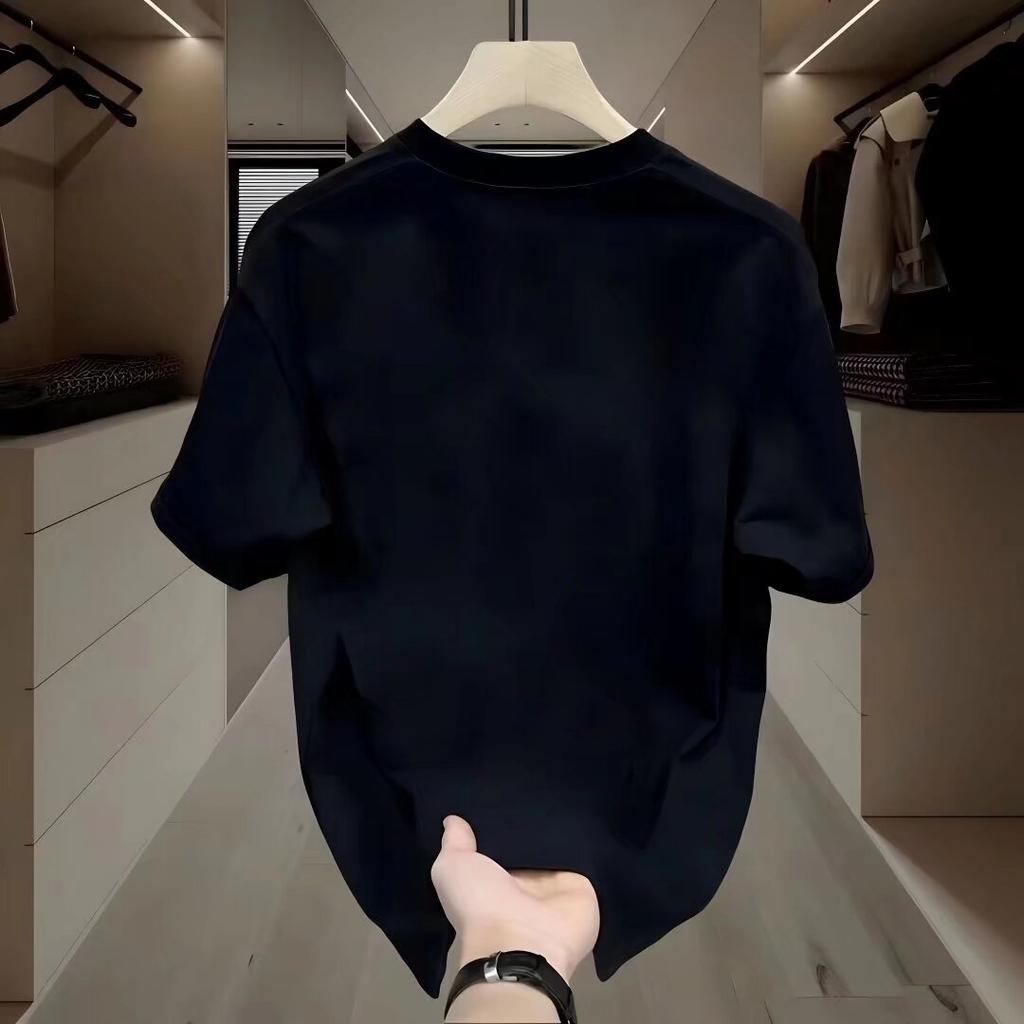 Летняя модная брендовая футболка с коротким рукавом 2024Модный мужской свободный нишевый топ с круглым вырезом для пар