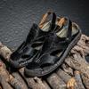 Мужские сандалии больших размеров двойного назначения из натуральной кожи с носком для вождения на открытом воздухе модные пляжные сандалии для активного отдыха персонализированные сандалии