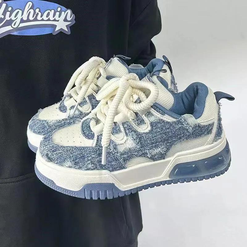 Модные женские туфли на толстой подошве, четыре сезона, новая корейская версия, универсальные нескользящие туфли для улицы, спортивная повседневная обувь