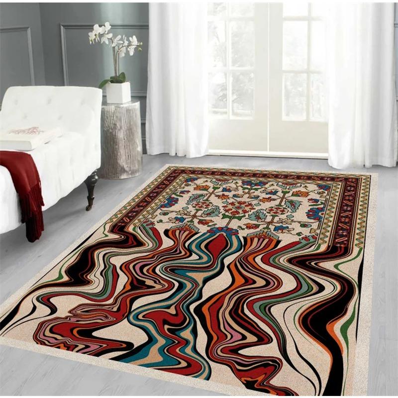 Traditional Oriental Rug Mid Century Design Rug Digital Graphics Design for Luxry Vibe Living Room Rug Cool Shapes Rug Non Slip