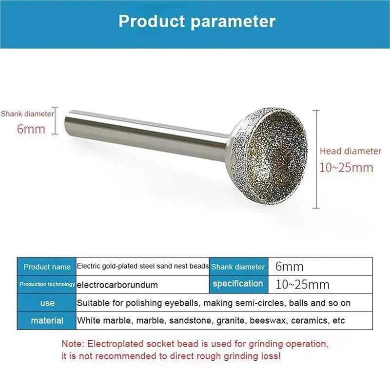 AS60-Алмазный Бор 1 шт. 10-25 мм Сферическая Вогнутая Головка Для Шлифовки Нефрита Янтаря Камня Пчелиного Воска Инструмент