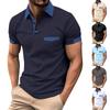Men's Short Sleeved Lapel Collar T-shirt Casual Round Neck Top