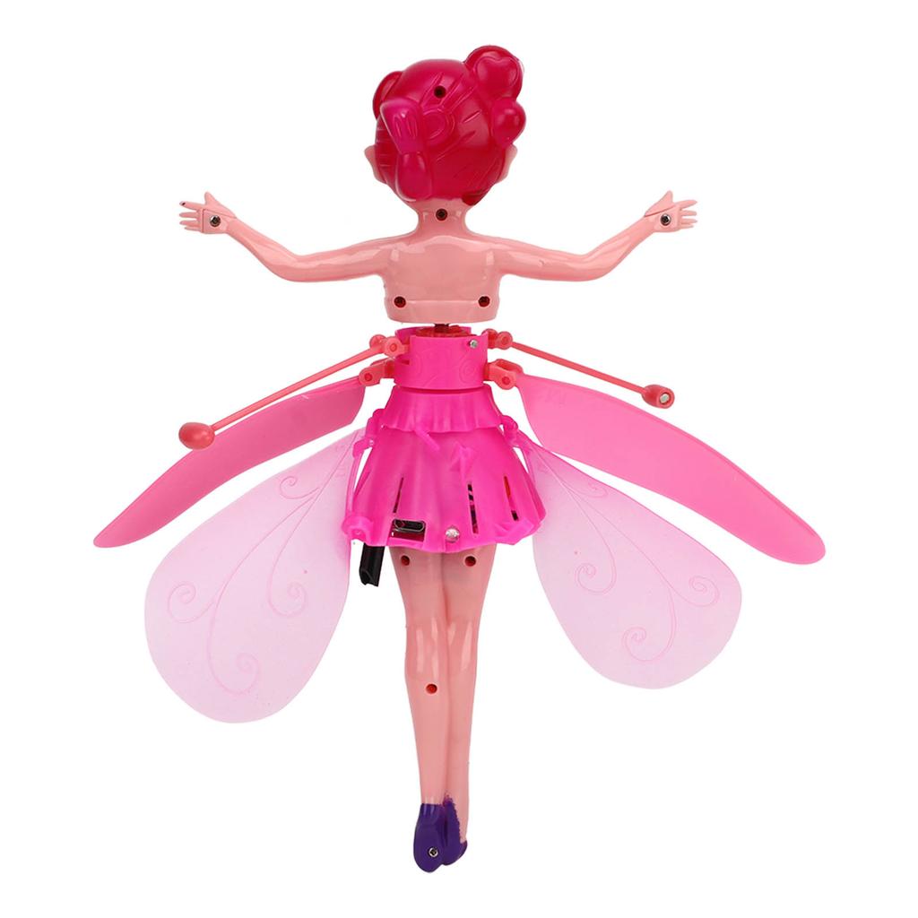 Flying Fairy Princess Doll Luminous Gesture Sensing USB Rechargeable Sky Dancers Flying Dolls for Girls Pink