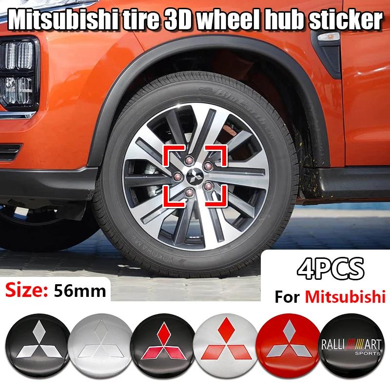 cyrjzn1 4Pcs 60mm Car Wheel Center Hub Cap Stickers Car Exterior Accessories for Mitsubishi Pajero Outlander Montero Lancer Triton ASX