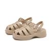 Fashion 2024 Summer Platform Sandals Women Beige Rosy Red Gladiator Sandals Ladies Plastic Shoes Closed Toe Heigh Increasing Flat Sandal