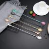 32cm Long Handle Cocktail Spiral Stirring Spoon Fork Stainless Steel Whiskey Stirring Stick Cocktail Shaker Bar Accessories