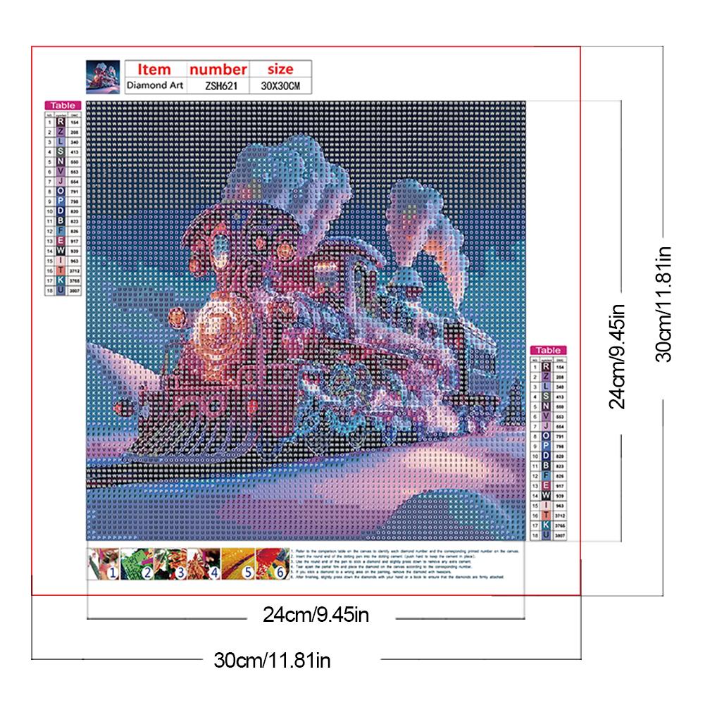 A# 5D DIY Полный Круглый Дрель Алмазная Картина Поезд Набор Домашний Декор Искусство Ремесло 30x30