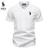Polo Ralph Lauren Spring/Summer Pony Embroidered Business Casual Shirt Men's Short Sleeved Cotton Linen Shirt Stand Collar Cotton Shirt