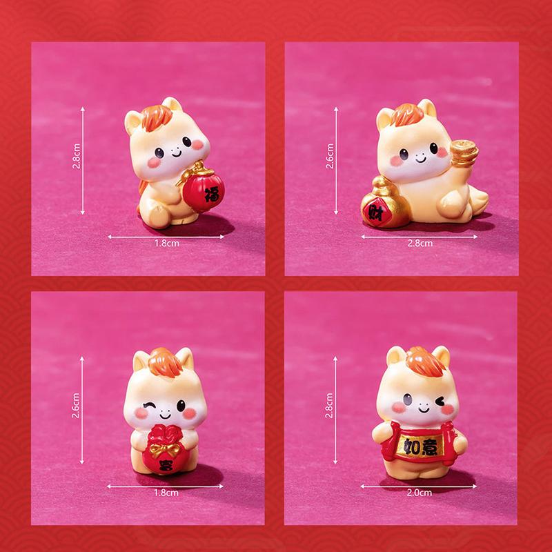 2026 Новогодние Фигурки Миниатюры Мультяшная Счастливая Лошадь Микро Ландшафтные Украшения Домашний Декор для Стола Декор Комнаты Подарок