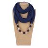 Chic Chiffon Infinity Scarf with Beaded Necklace – Women’s Vibrant Solid Color Fashion Accessory