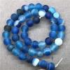 Natural Gemstone Stone Natural Frosted Striped Blue Agate Loose Beads Matte Stripe Agate Beads 6/8/10mm