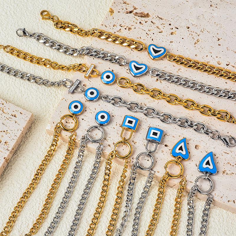 Браслет из титана и титановой стали с капающим процессом, голубые глаза, не выцветают, цветные украшения