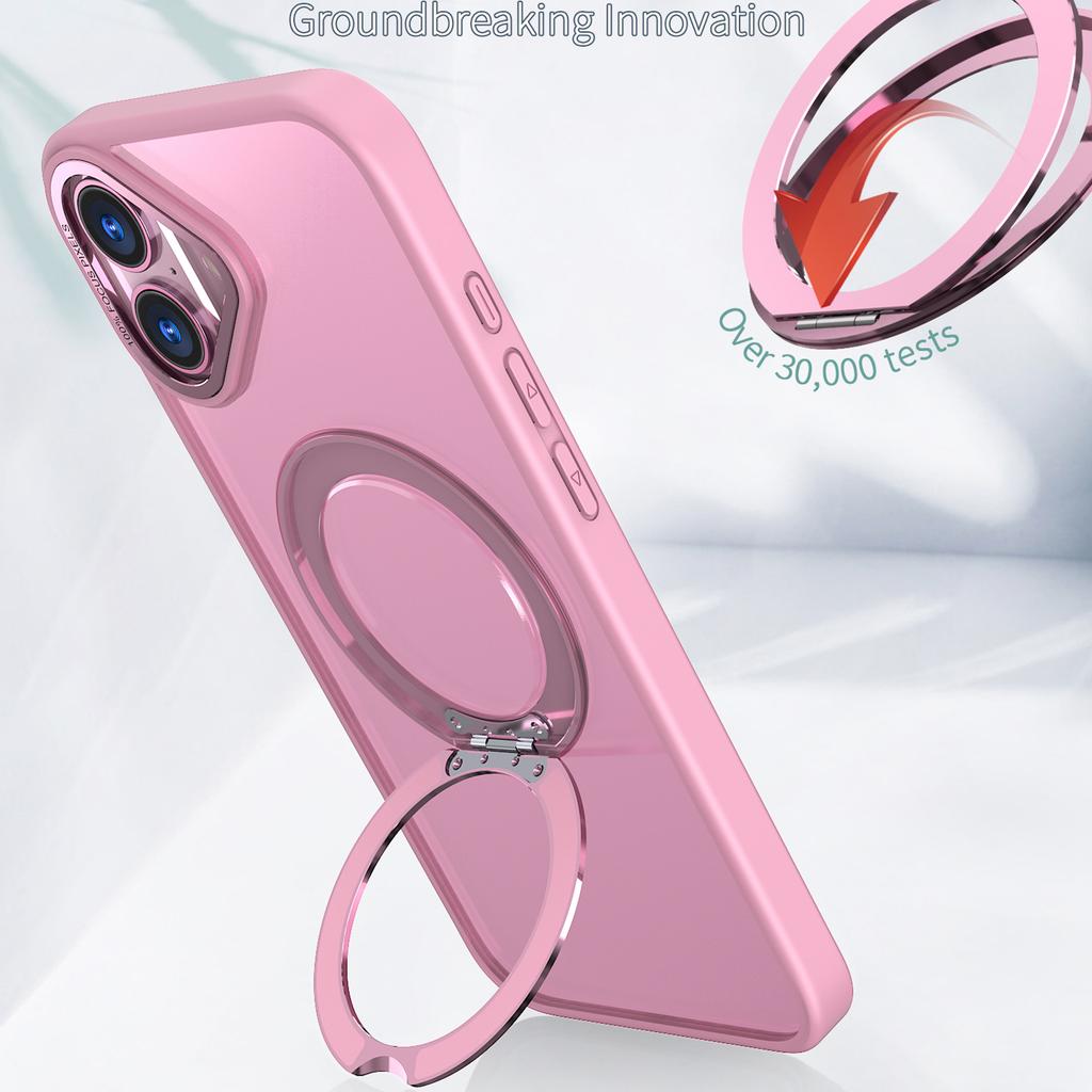 For iPhone 16 Case TPU+Acrylic Kickstand Magnetic Phone Cover