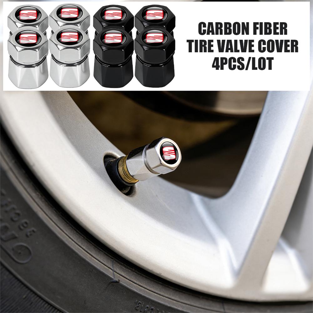 Metal Car Wheel Tire Carbon Fiber Tire Valve Car Accessories For SEAT Leon Mk1 Mk2 Mk3 5f 1p Ibiza 6l 6j Arosa Ateca Altea Arona