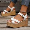 Fashion Thick Bottom Wedge Sandals Women White Cross Strap Chunky Platform Sandals Woman Summer Fashion Ankle Strap High Heel Sandalias