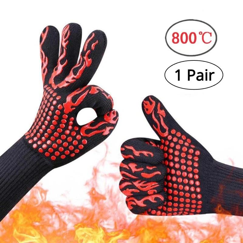 D5 Hot 500/800 Degree Heat Resistant Gloves Microwave Oven BBQ Mittens Gloves Aramid Gloves Cooking Baking Kitchen Accessories