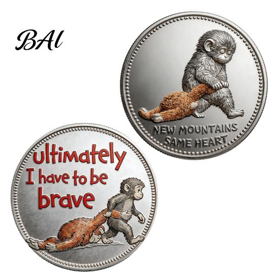 Encouragement Token Emotional Support Coin Inspirational Monkey Challenge Pocket Double?Sided Collectible for Friends Family Motivation Keepsake