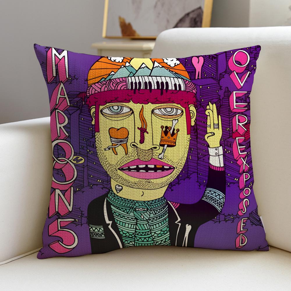Pop MMaroon 5S Cushion Cover Breathable and skinfriendly linen pillowcase square removable and washable cushion
