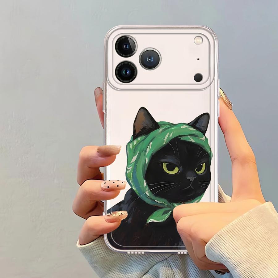 Мультяшный кот Мягкий чехол для телефона для iPhone 17 Pro Max Air 7 8 16 11 14 Plus XS Max XR 12 Mini 15 13 Pro