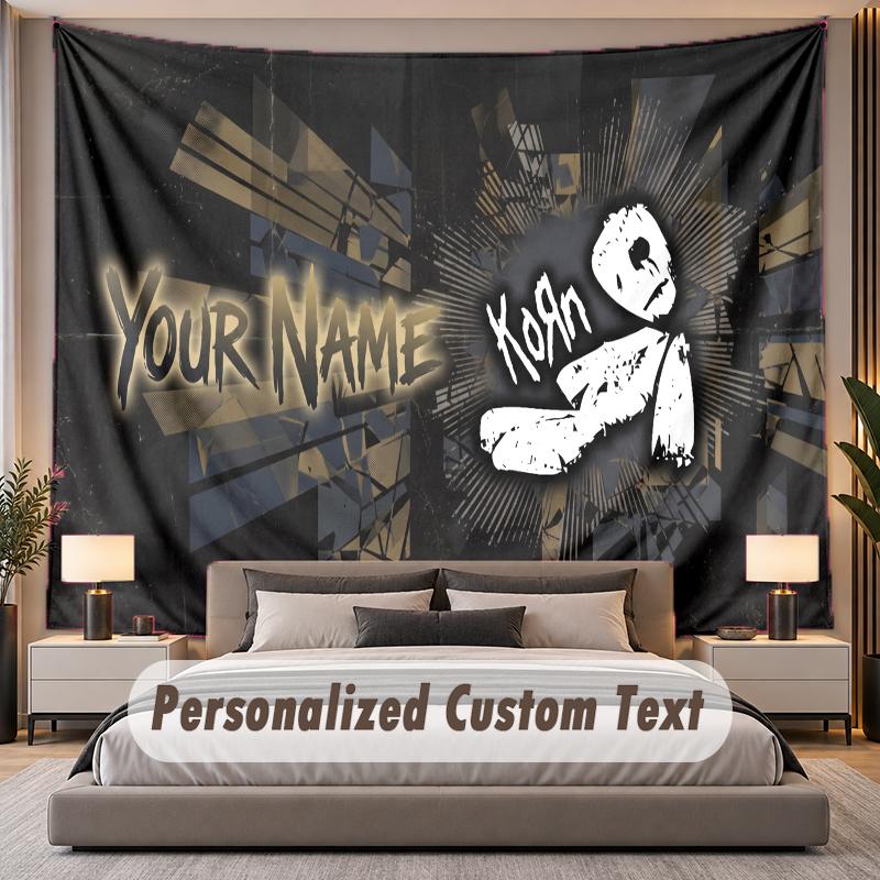 Custom Name Text Tapestry Korn Personalized Polyester Wall Tapestry For Bedroom And Room